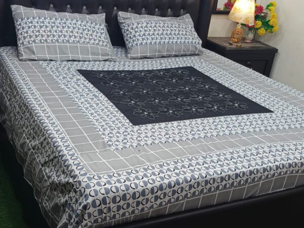 Embroidered Patch Work King Size BedSheet