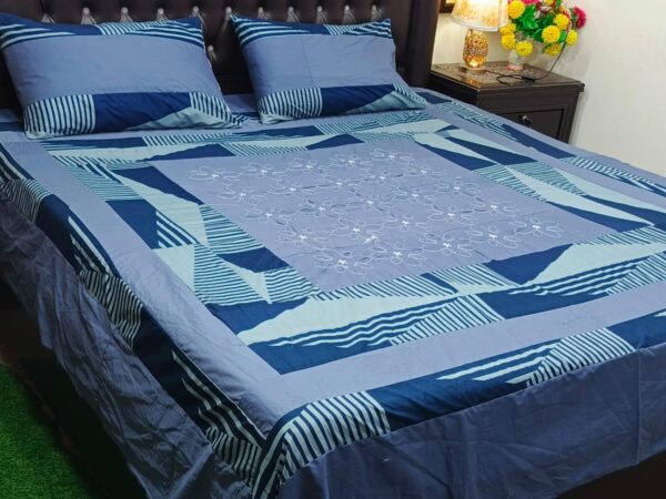 Embroidered Patch Work King Size BedSheet