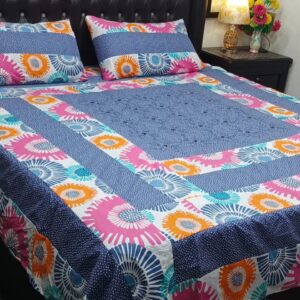Embroidered Patch Work King Size BedSheet