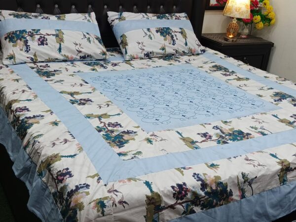 Embroidered Patch Work King Size BedSheet