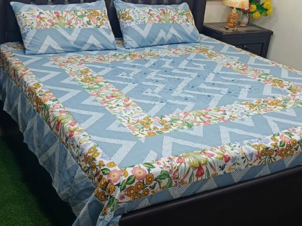 Embroidered Patch Work King Size BedSheet