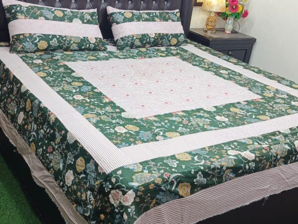 Embroidered Patch Work King Size BedSheet