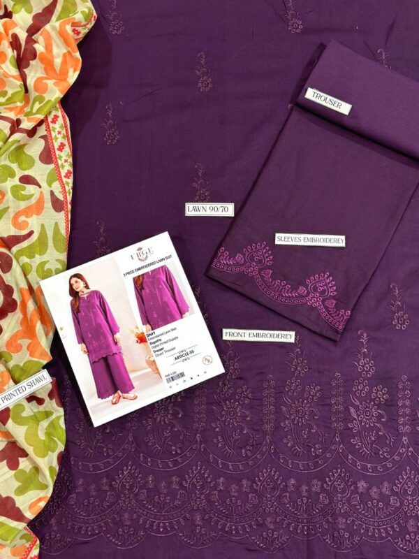 3PC Embroidered Lawn | ChickanKari | Sapphire Lawn - Image 3