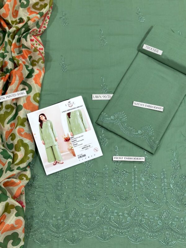 3PC Embroidered Lawn | ChickanKari | Sapphire Lawn - Image 3