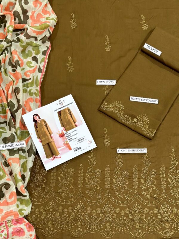 3PC Embroidered Lawn | ChickanKari | Sapphire Lawn - Image 3