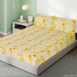 Printed Fancy Quilted Waterproof Mattress Fitted BedSheet With Pillows