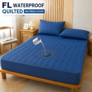 QUILTED WATERPROOF MATTRESS COVER (Blue Colour)