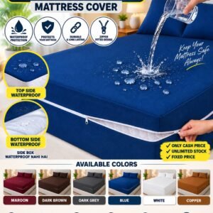 2-SIDE ZIPPER WATERPROOF MATTRESS COVER (Blue Colour)