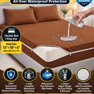 6-SIDE ZIPPER WATERPROOF MATTRESS COVER (Copper Colour)