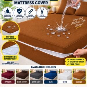 2-SIDE ZIPPER WATERPROOF MATTRESS COVER (Copper Colour)