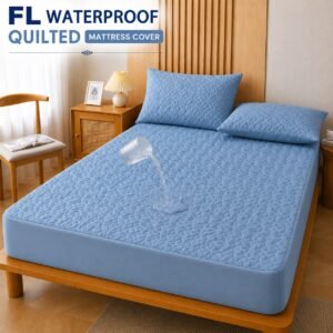 QUILTED WATERPROOF MATTRESS COVER (Sky Blue Colour)