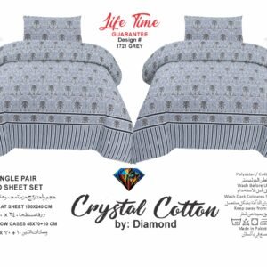 Diamond Crystal Cotton 2pcs bed sheet | For 2 single Beds