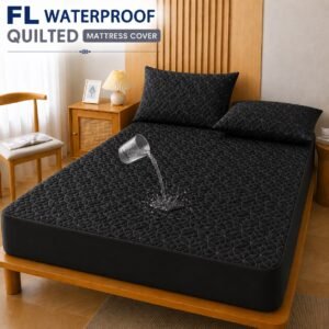 QUILTED WATERPROOF MATTRESS COVER (Black Colour)