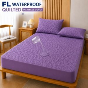 QUILTED WATERPROOF MATTRESS COVER (Light Purple Colour)