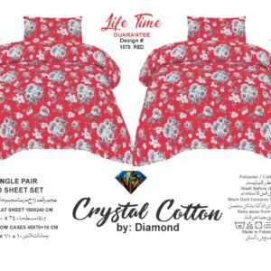 Diamond Crystal Cotton 2pcs bed sheet | For 2 single Beds
