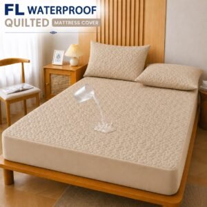 QUILTED WATERPROOF MATTRESS COVER (Beige Colour)